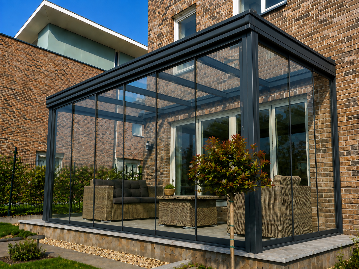 Glazen schuifwand op maat aluminium